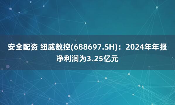 安全配资 纽威数控(688697.SH)：2024年年报净利润为3.25亿元