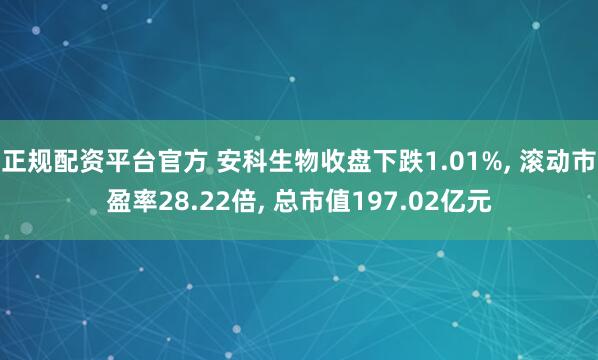 正规配资平台官方 安科生物收盘下跌1.01%, 滚动市盈率28.22倍, 总市值197.02亿元
